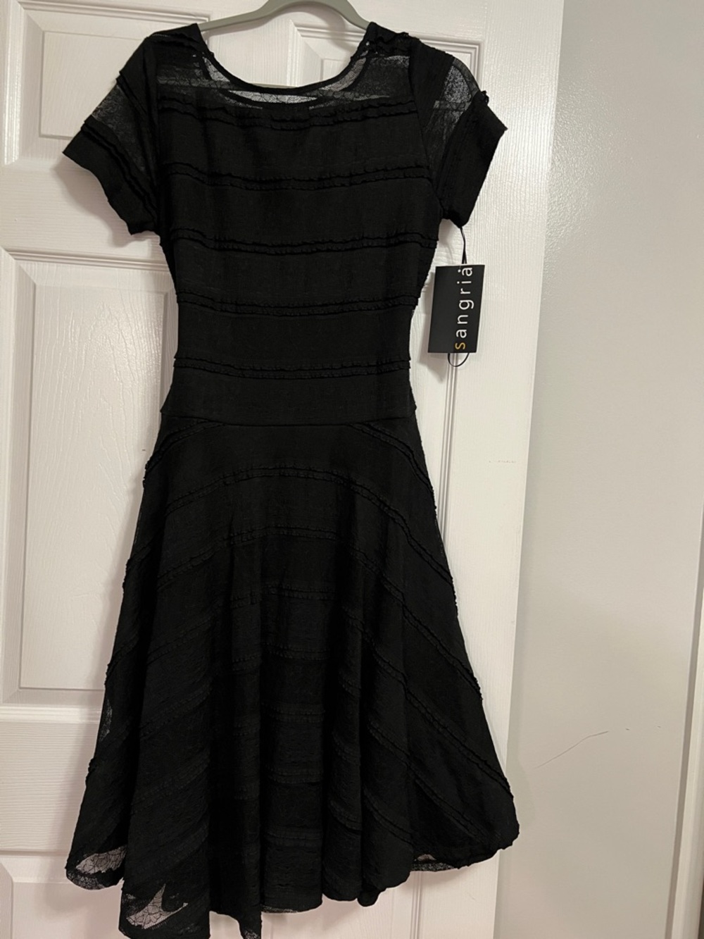 Signature by Sangria Black Textured Fit & Flare Midi Dress